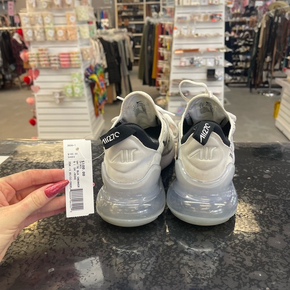 Nike Air Max 270 White and Black Athletic Shoes - Picture 4 of 7